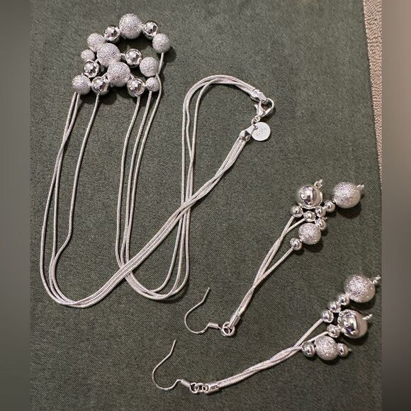 925 Sterling Silver Beaded Necklace & Earrings Set – Timeless Elegance - Picture 15 of 15